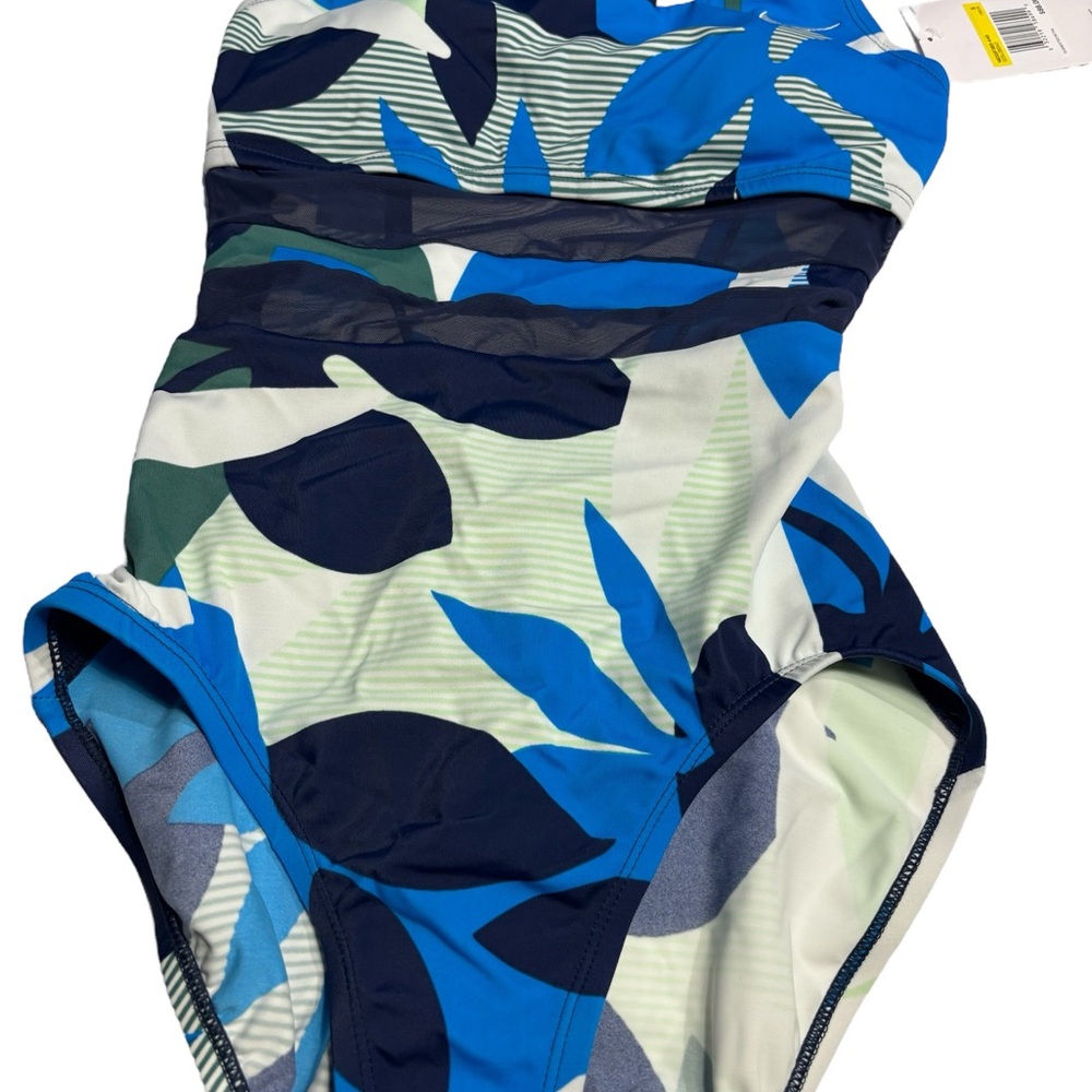 Nike Women's Jungle Floral V-Back One Piece Swimsuit NWT - Picture 2 of 5